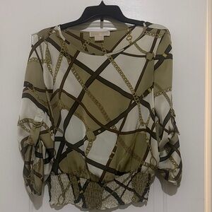 Michael Kors Olive & Cream Chain-Print Blouson